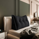 Large Wedge Headboard Backrest Reading Pillow — Secret Black